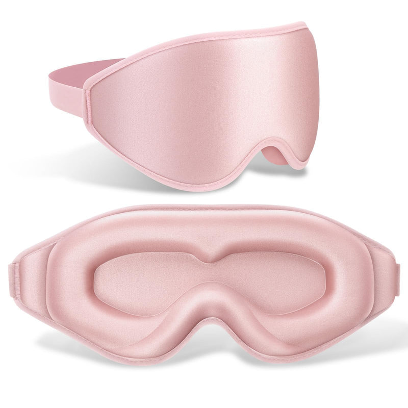 [Australia] - FlyCoco 99% Fully Block Out Light Eye Sleep Mask, 3D Deep Contoured Eyes Cover Zero Pressure, Long Lash Extension Eyes Mask with Adjustable Straps for Sleeping Travel Home Nap Rest Women Men (Pink) Pink 