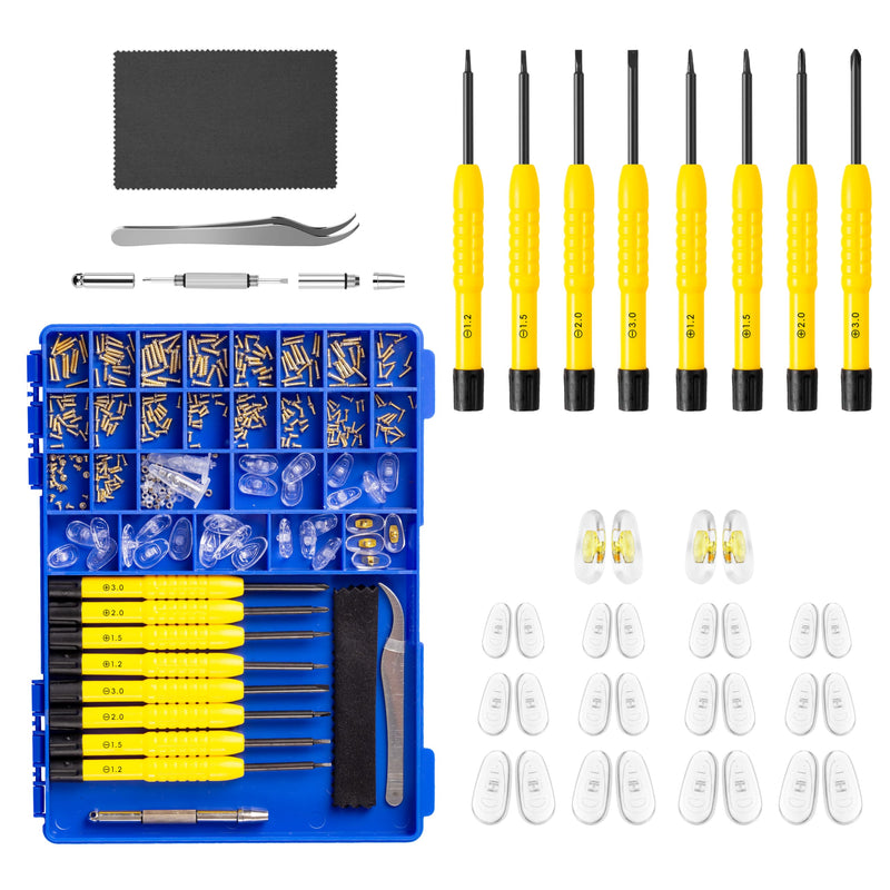 [Australia] - Magnetic Eyeglass Repair kit with Gold Screw, Upgraded All-in-One Eye Glass Repairing Kit Included Precision Screwdriver Sets, Nose Pads 
