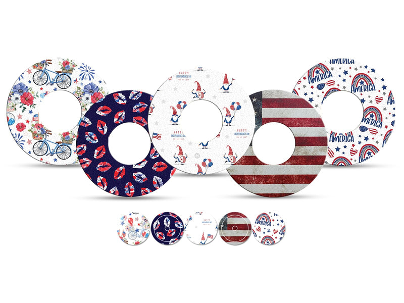 [Australia] - 4th July - Adhesive Patch for Libre 2 Sensor, Watertight, Freestyle Libre Transmitter, Peel Resistant, Hypoallergenic, Freestyle Libre 2 sensors Independence Day Pack of 5(Freestyle Libre) 