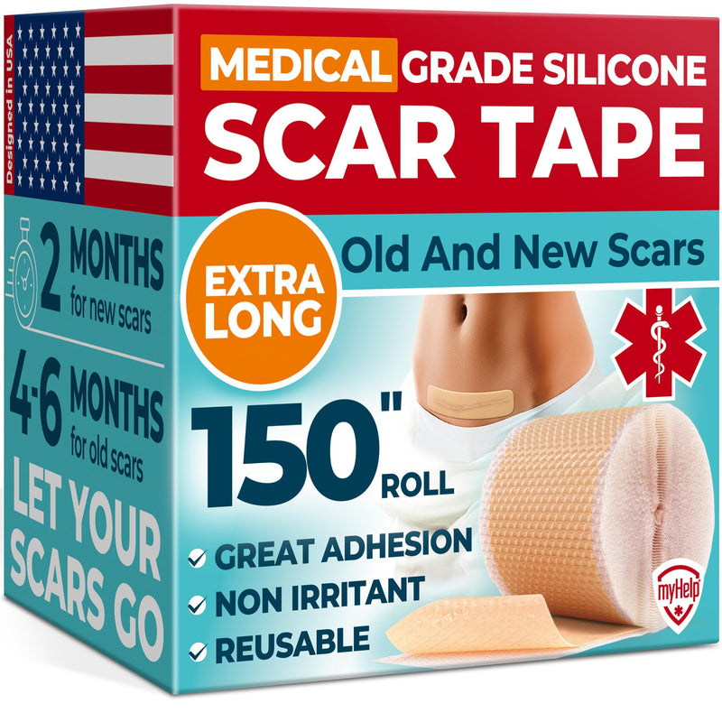 [Australia] - Medical Grade Silicone Scar Tape - 1.6‚Äùx150‚Äù - Visible Difference on Keloid & –°-Section - Reusable Silicone Scar Sheets - Easy to Use Beige 150"x1.6" 
