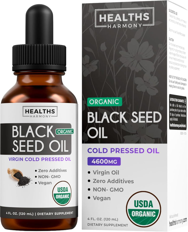 [Australia] - USDA Black Cumin Seed Oil Organic ‚Äì Nigella Sativa Black Seed Oil Organic Cold Pressed & Unrefined in Glass Bottle ‚Äì Vegan, Non-GMO Blackseed Nails & Hair Growth Oils (4 fl oz) 4 Fl Oz (Pack of 1) 