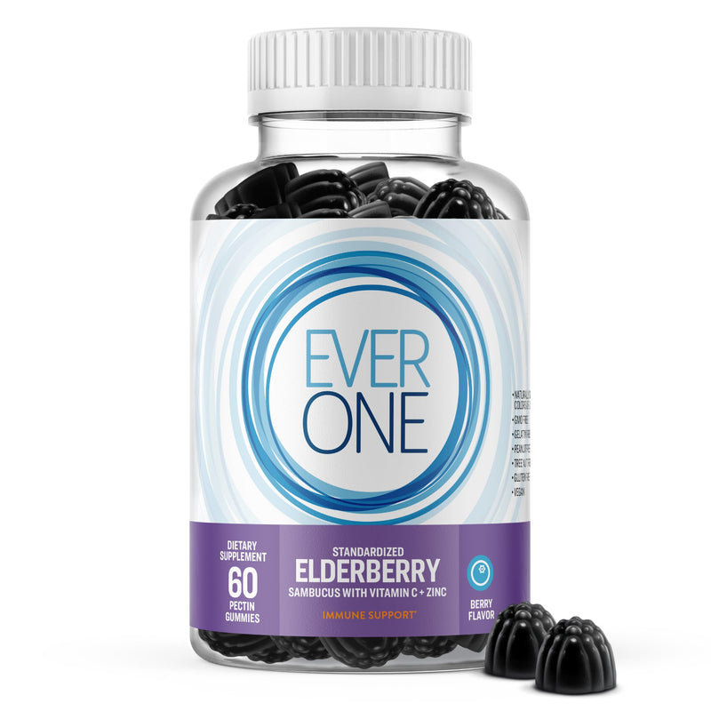 Ever One Sambucus Elderberry Gummies for Adults with Vitamin C and Zinc | Immune Support Supplement - Vegan, Gelatin Free, Gluten Free, GMO Free-Berry Flavored, Black Elderberry Immune Gummy Vitamins
