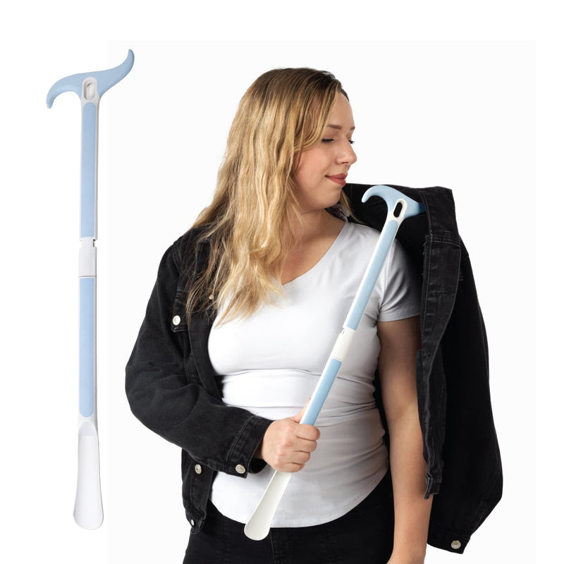 [Australia] - Juvo Products 25” Two-in-One Dressing Stick and Shoehorn for Elderly, Disabled, Limited Mobility – Ideal for Hip Replacement, Back, Shoulder Surgery Recovery – Helps with Getting Dressed, Shoes 