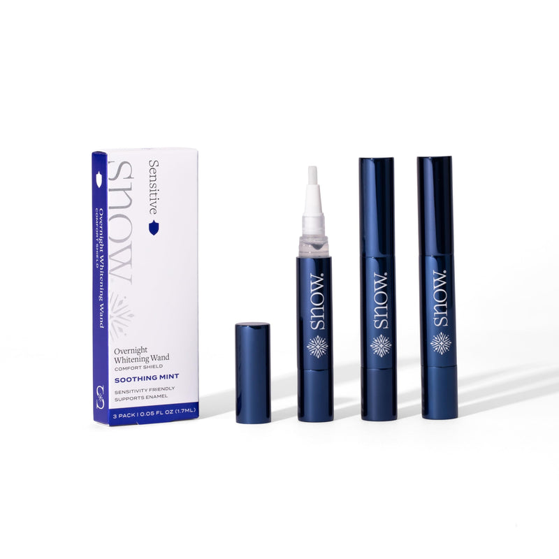 SNOW Sensitive Overnight Teeth Whitening Pen | Hydroxyapatite | Gradual Whitening for Sensitive Teeth | Designed for Sensitive Teeth Formulated with Potassium Nitrate | 3 Wands, 2ml