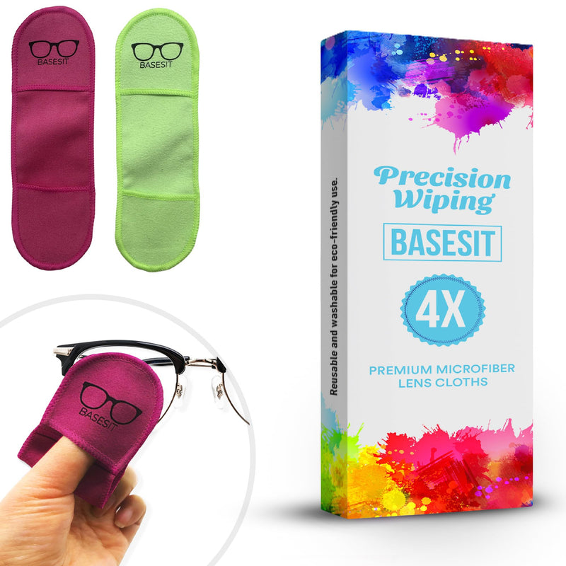 [Australia] - Eyeglass Cleaning Cloth, 4 Pack, Eyeglass Cleaning Wipes, Lens Wipes for Eyeglasses, Eye Glasses Cleaner Wipes, Eye Glass Clean Cloths, Eye Glasses Cleaner Cloth (Rose/Green) Rose/Green 