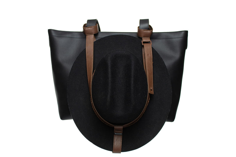 Hat Holder for Travel- Stylish Durable Travel Accessory for Purses, Totes, Bags, Backpacks, Luggage & More | Fits Multiple Cowboy Hats With Thick Or Curved Brims (Brick Vegan Leather)