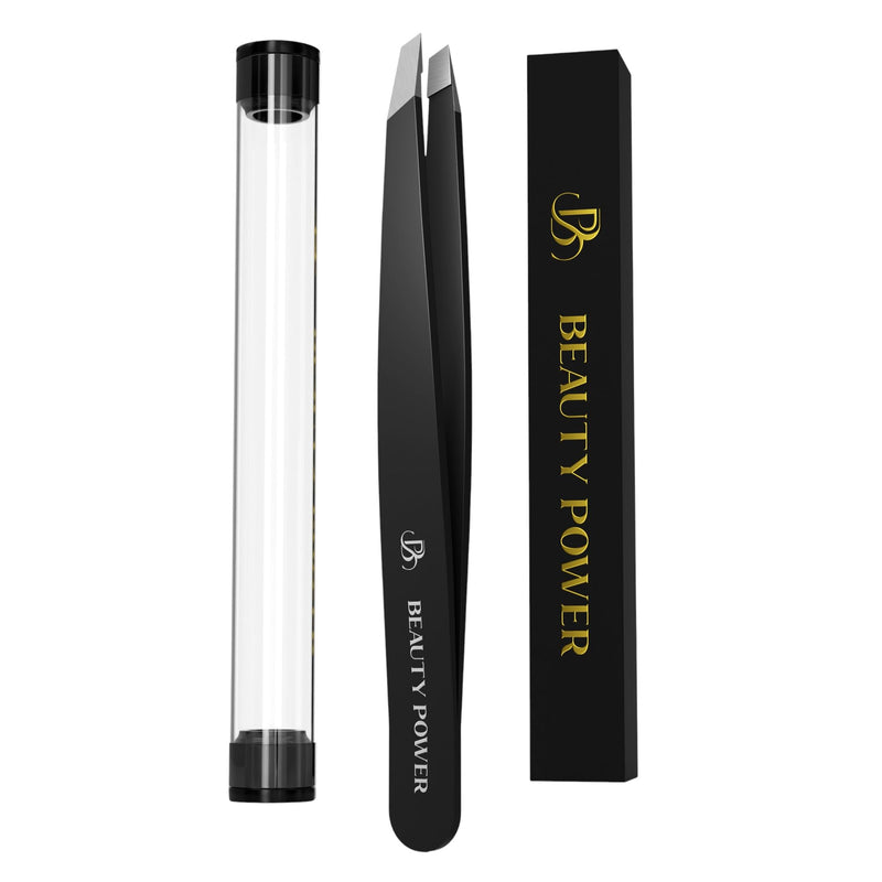 Ultra-Precision Professional Slant Tweezers for Women Facial Hair - German Stainless Steel, Lightweight Black Tweezers for Women & Men, Ideal for Eyebrow & Facial Grooming (Matte Black) 1 / Matte Black