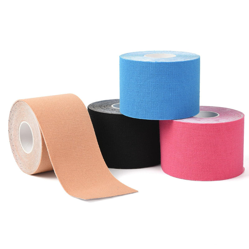 [Australia] - Kinesiology Tape 4 Rolls, Original Cotton Elastic Premium Athletic Tape,16.4 ft Uncut Tape,Hypoallergenic and Waterproof for Muscle Pain Relief and Joint Support Mix Pack of 4 