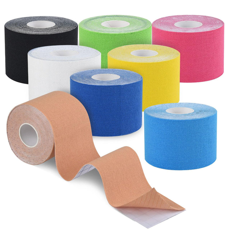 [Australia] - Kinesiology Tape 8 Rolls, Original Cotton Elastic Premium Athletic Tape,16.4 ft Uncut Tape,Hypoallergenic and Waterproof for Muscle Pain Relief and Joint Support Mix Pack of 8 