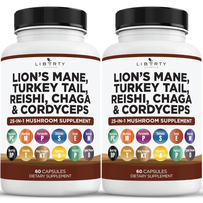 [Australia] - Lions Mane 3000mg 20in1 Mushroom Supplement with Turkey Tail 2000mg Reishi 1000mg Cordyceps Chaga 1000mg with Marshmallow Root -2 Pack 120 Capsules (Pack of 2) 