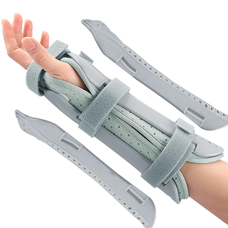 Forearm & Wrist Support Brace Splint, Forearm Immobilizer Brace Splints Breathable Wrist Splint for Carpal Tunnel, Upgraded with Double Splint, Great for Wrist Pain, Sprain, Sports Injuries (Left) Left