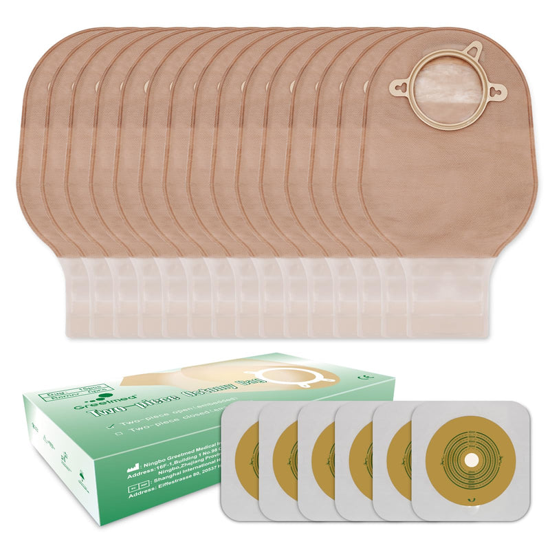 [Australia] - 21 PCS Colostomy Bags Two Piece Ostomy Bag Ostomy Supplies Drainable Pouches with Closure for Ileostomy Colostomy Urostomy Stoma Care Cut to Fit (15 PCS Bags+6 PCS Barrier) Skin(15 Pcs Bags+6 Pcs Barrier) 