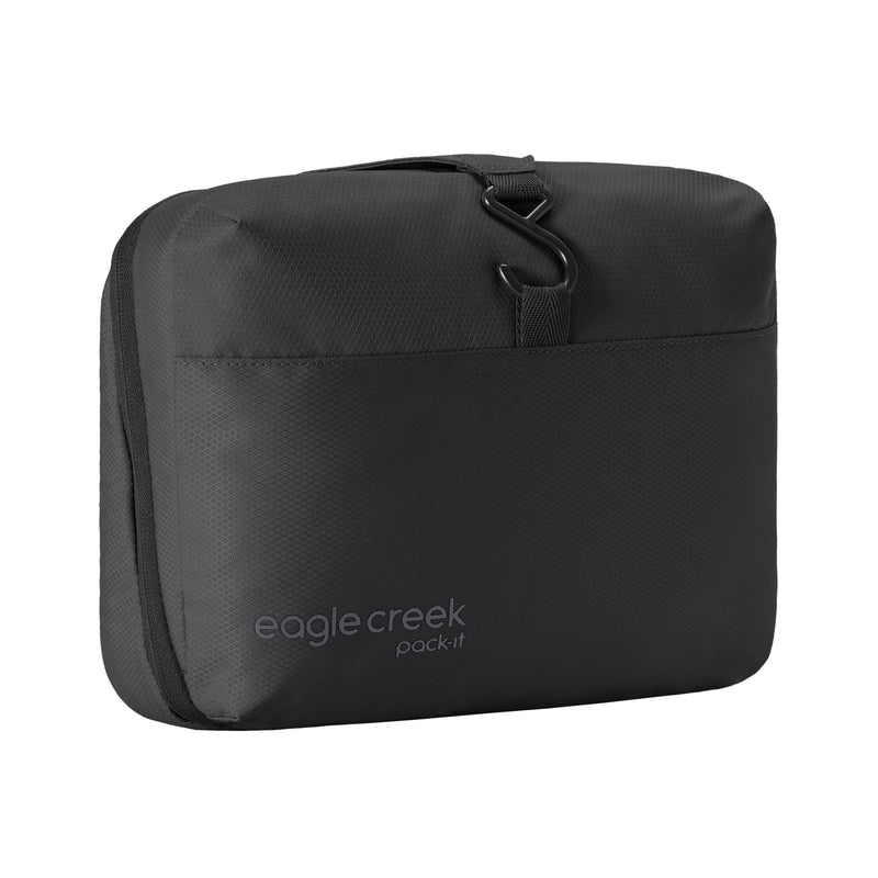 Eagle Creek Pack-It Hanging Toiletry Kit, Black | Dual Compartment Toiletry Kit for Keeping Small Items Organized, Water-Resistant, Top Grab Handle, Zipper Pouch