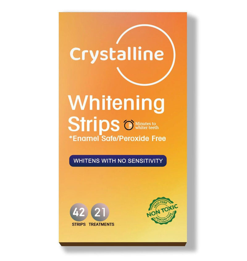 [Australia] - Crystalline Premium Teeth Whitening Strips - 21 Treatments - Whitens with no sensitivity - Enamel protection - Peroxide free - Natural Ingredients - Verified Non-Toxic - Removes Tough Stains - Mint 