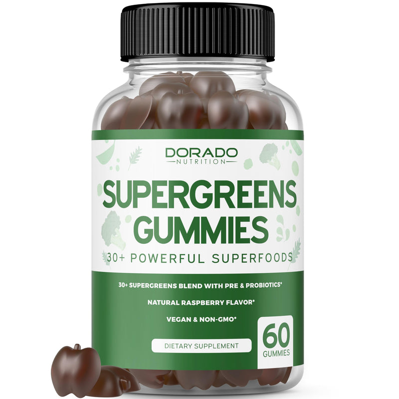 Supergreens Gummies (60 Count) Daily Greens Gummies- Greens Supplements with Raspberry Flavor- Superfood for Immunity Support for Adults - Third Party Tested, Vegan Safe & Made in USA 60 Count (Pack of 1)