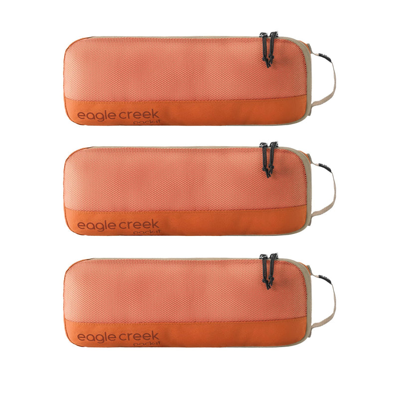 Eagle Creek Pack-It Reveal Slim Cube M/M/M Set - Minimalist Compact Travel Organizer for Hair Styling Tools, Belts & Small Items - Travel Accessories - Mandarin