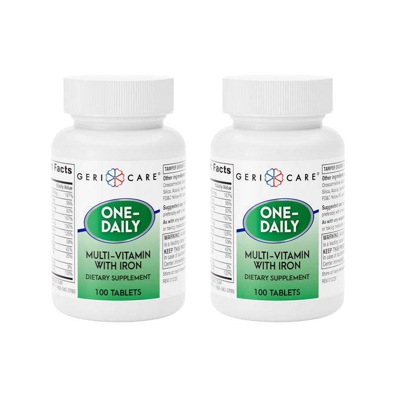 GeriCare One-Daily Multi-Vitamin with Iron, Complete Daily Nutritional Supplement with Essential Minerals for Energy, Immunity, Bone & Overall Wellness, 100 Count (Pack of 2) 100 Count (Pack of 2)