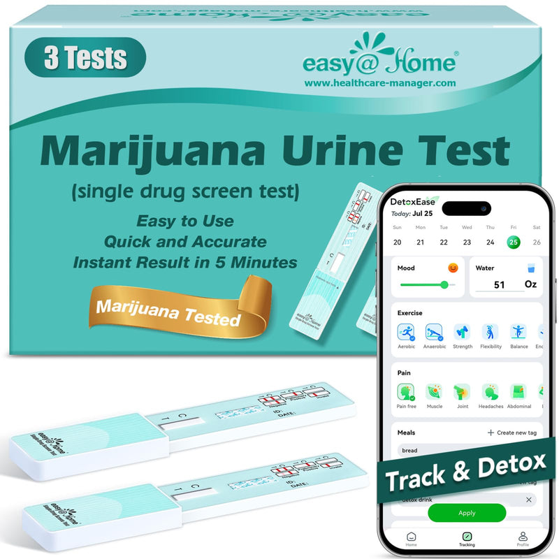 Easy@Home 3 Pack Marijuana Drug Test Kit - Urine THC Test for Home Use | THC Urine Tests (Cannabinoids Test) for Home Use, THC Detox Testing Kits 50ng/mL, Drug Testing Kit Track THC Detox #EDTH-114