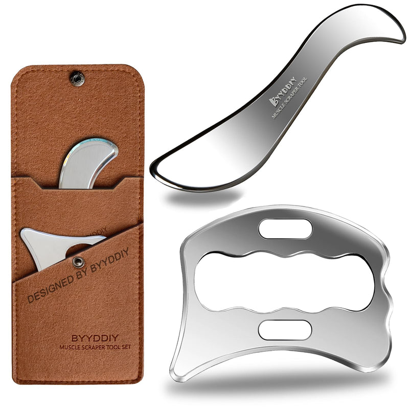 [Australia] - BYYDDIY SD 2 in 1 Stainless Steel GuaSha Muscle Scraper Tools Set,Scar Tissue Tool,Physical Therapy Tools,Muscle Scraping Tool,Massage Scraper,IASTM Tools,Soft Tissue Massage Tool (SD2) SD2 
