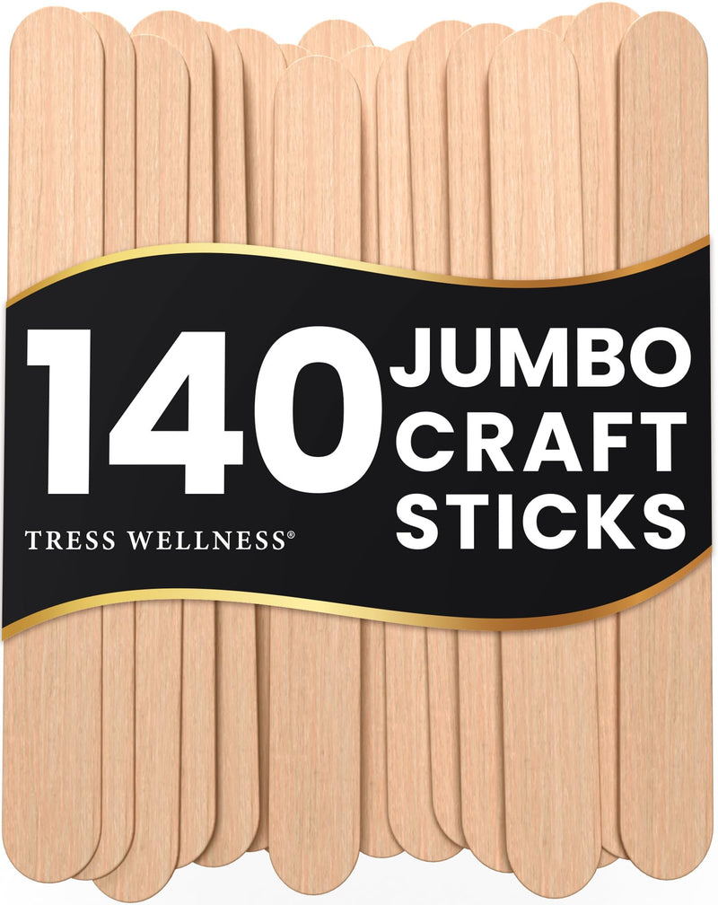 [Australia] - Tress Wellness Craft Sticks, Popsicle sticks, Premium Splinter-Free Wooden Sticks for Waxing, Wax Stick for Body and Face Waxing, 140 pieces 140 Wax Sticks Set Wood 