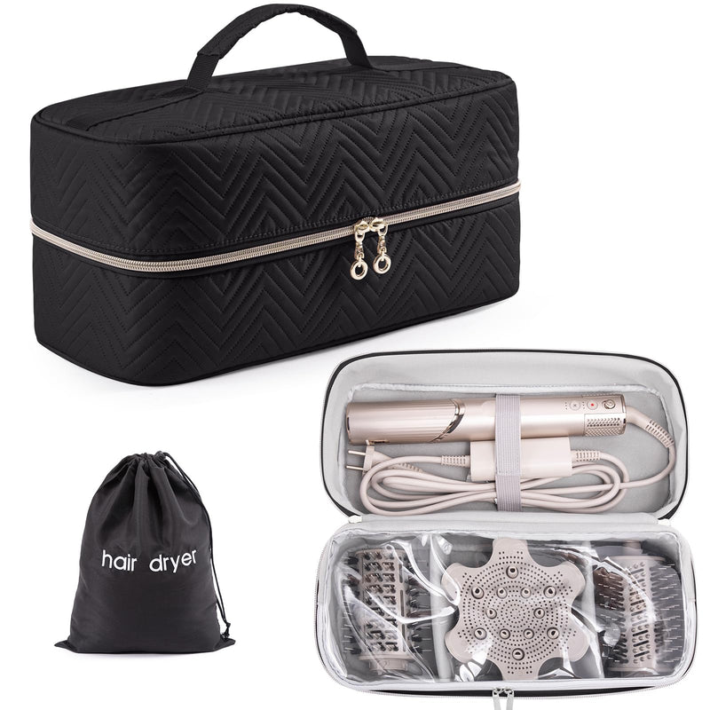 [Australia] - Hair Tools Travel Case - Black Dryer Bag, Large Case for Shark FlexStyle/SmoothStyle, Air Wrap Dryer & Curling Iron Organizer 