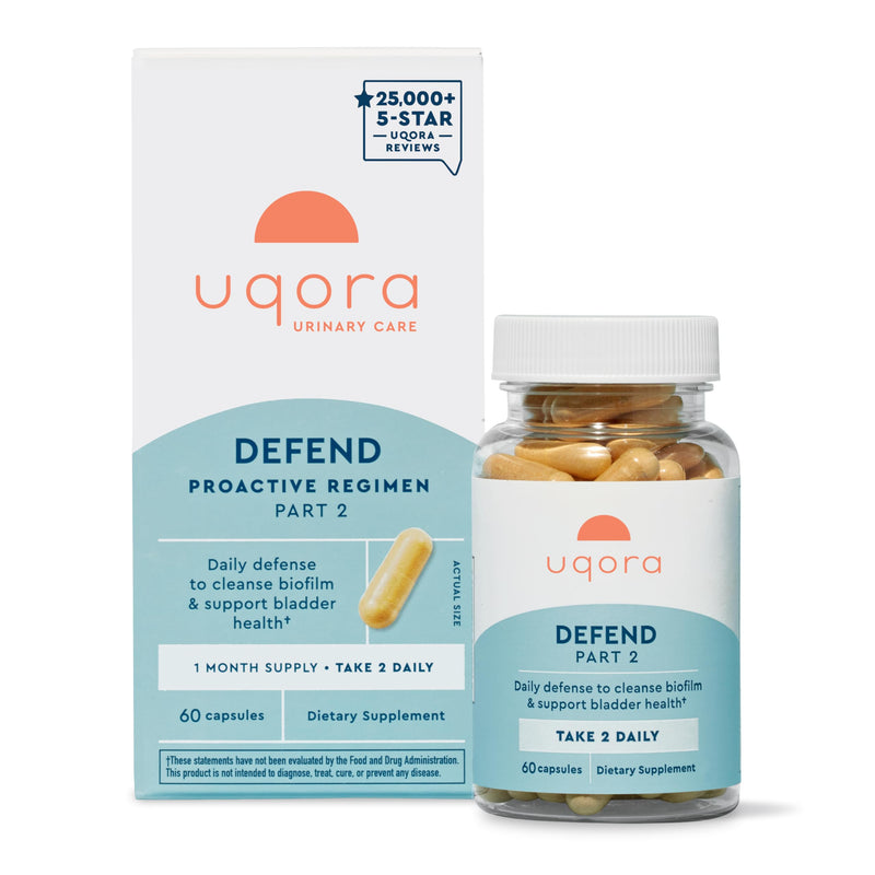 [Australia] - Uqora Defend - Urinary Tract Health Supplement - Support Bladder Health & Cleanse Biofilm* with D-Mannose, Green Tea Extract, Turmeric Extract & More - Gluten-Free - 60 Capsules (30-Day Supply) 60 Count (Pack of 1) 