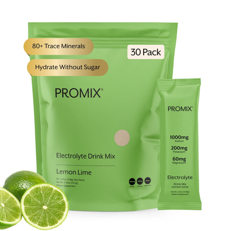 ProMix Nutrition Hydration Powder Packets, Lemon Lime - 30 Count | Electrolyte Hydration Powder for Fast Rehydration, Energy, Muscle Cramp Relief & Daily Hydration Wellness Support 0.18 Ounce (Pack of 30)