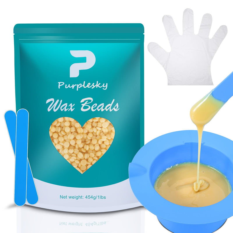 [Australia] - PURPESKY Wax Beads Bulk, 1lbs Hard Waxing Beans for Hair Removal, Brazilian Coarse Wax for Face, Leg, Bikini, Home Waxing Kit with Collapsible Bowl/Pot & Collapsible Bowl (Cream) pot-cream 16 Ounce (Pack of 1) 
