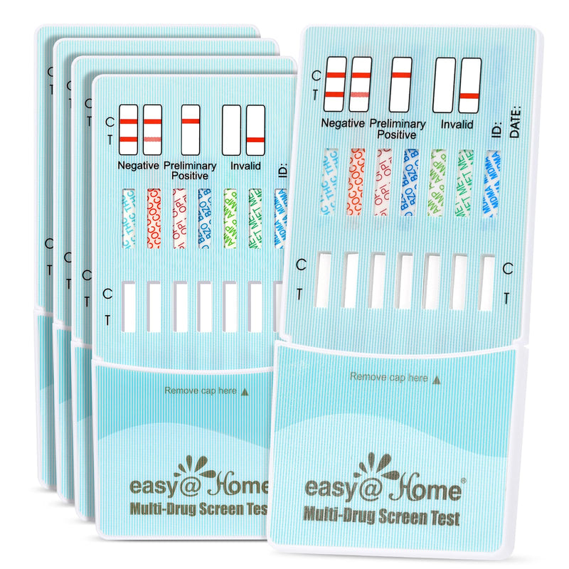 Easy@Home 7 Panel Multidrug Screen Test - Urine Drug Testing Kit, 5 Pack | Urine Drug Testing Marijuana(THC), Cocaine(COC), Morphine(MOR/OPI 2000), Oxazepam(BZO), Amphetamine(AMP), MET, MDMA,EDOAP-174