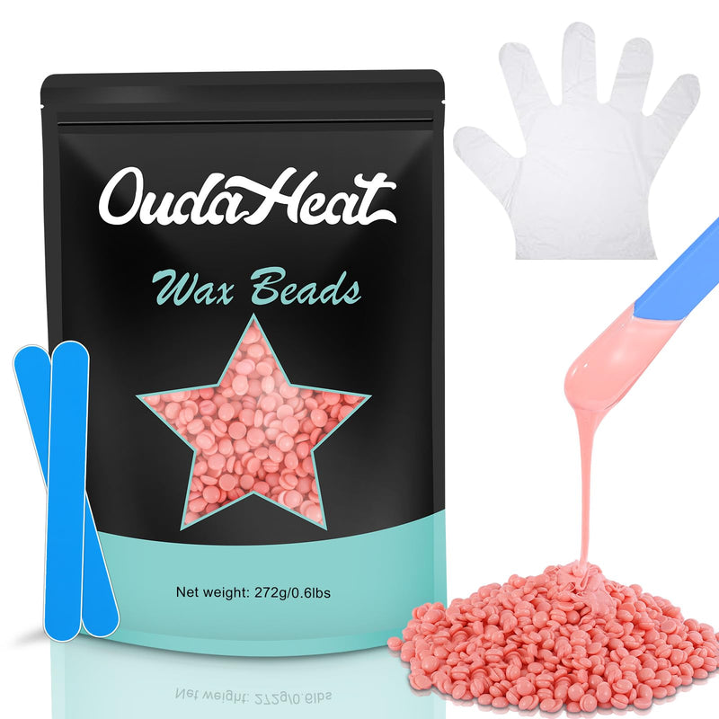 [Australia] - 0.6lb Hypoallergenic Hard Wax Beads for Hair Removal Sensitive Skin, Brazilian, Face, Bikini, Eyebrow, Back, Chest, Legs, Armpit, Waxing Beads for Women Men, 3 Silicone Sticks, Rose 