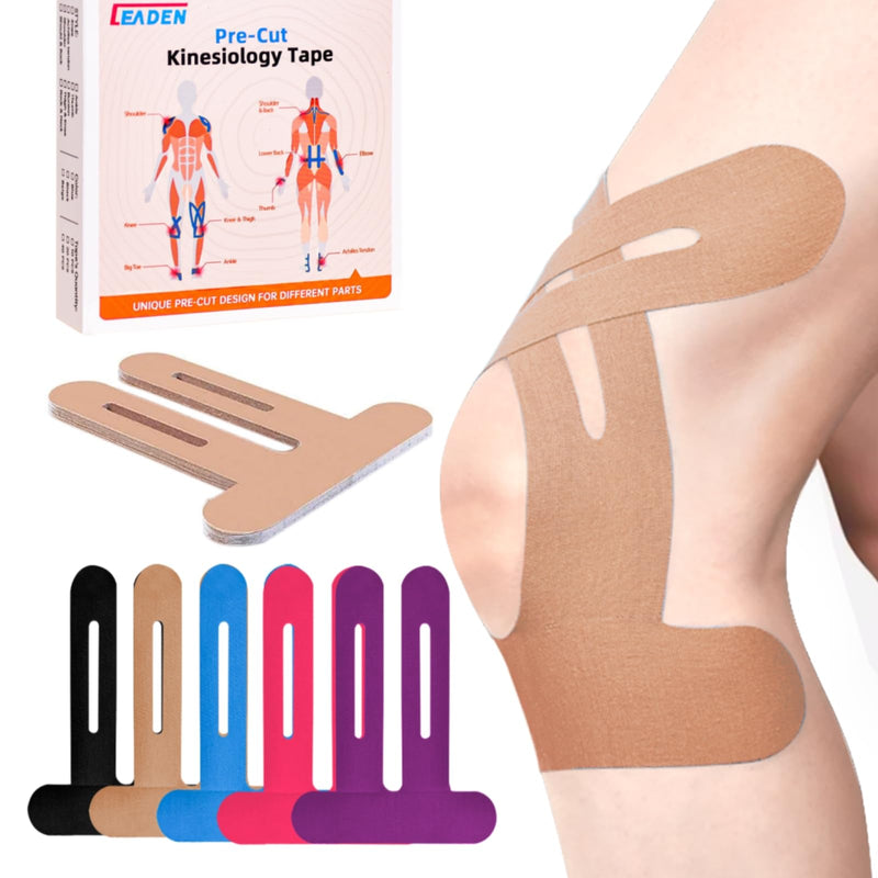 [Australia] - IEADEN Precut Kinesiology Tape for Knees, 10 Pcs - Knee Support & Stability, Knee Pain Relief Athletic Tape - Waterproof & Elastic, Breathable Hypoallergenic Latex-Free Tape, Beige 