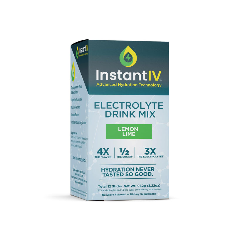 Electrolytes Powder - 3X Electrolytes,1/2 Sugar with Vitamin C, B3, B6, Electrolytes Powder Packets for Hydration, Recovery & Immunity, Vegan & Gluten Free | Lemon Lime - 12 Packets 5.25 Pound (Pack of 1)