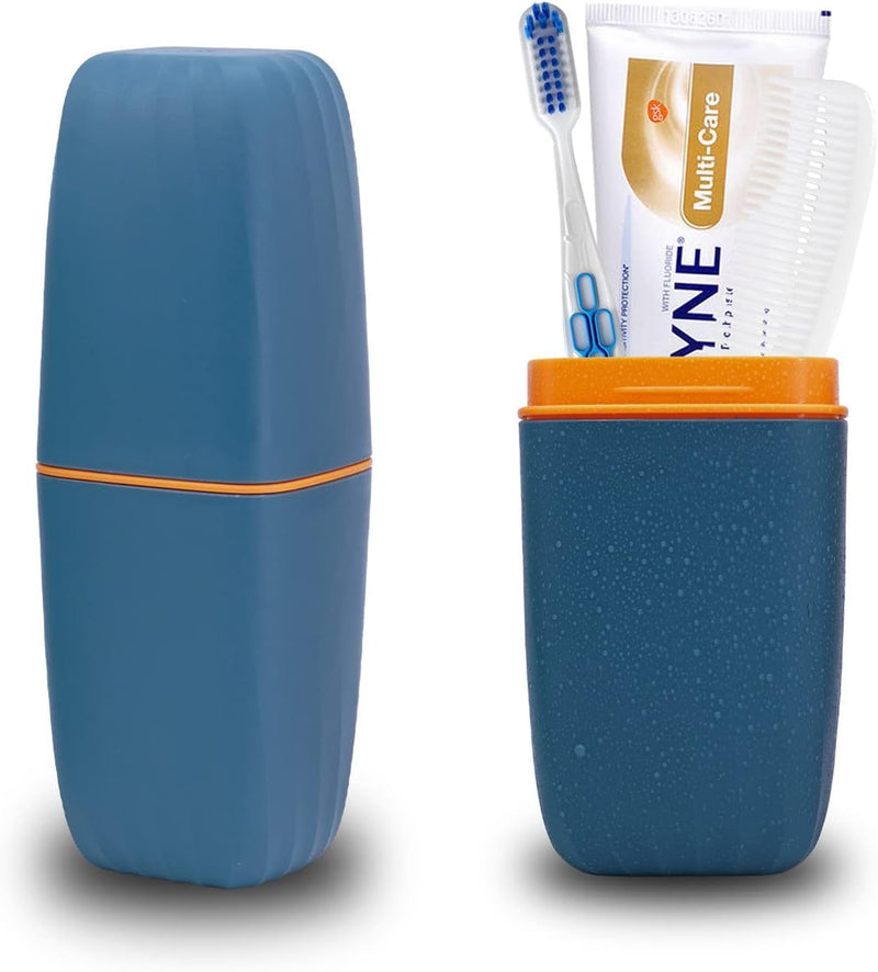 [Australia] - Toothbrush Cup Toothbrush Holder with Cover Travel Boothbrush Holder Portable Toothbrush Case and Carrier for Bathroom School Business Trip(Blue) Blue 
