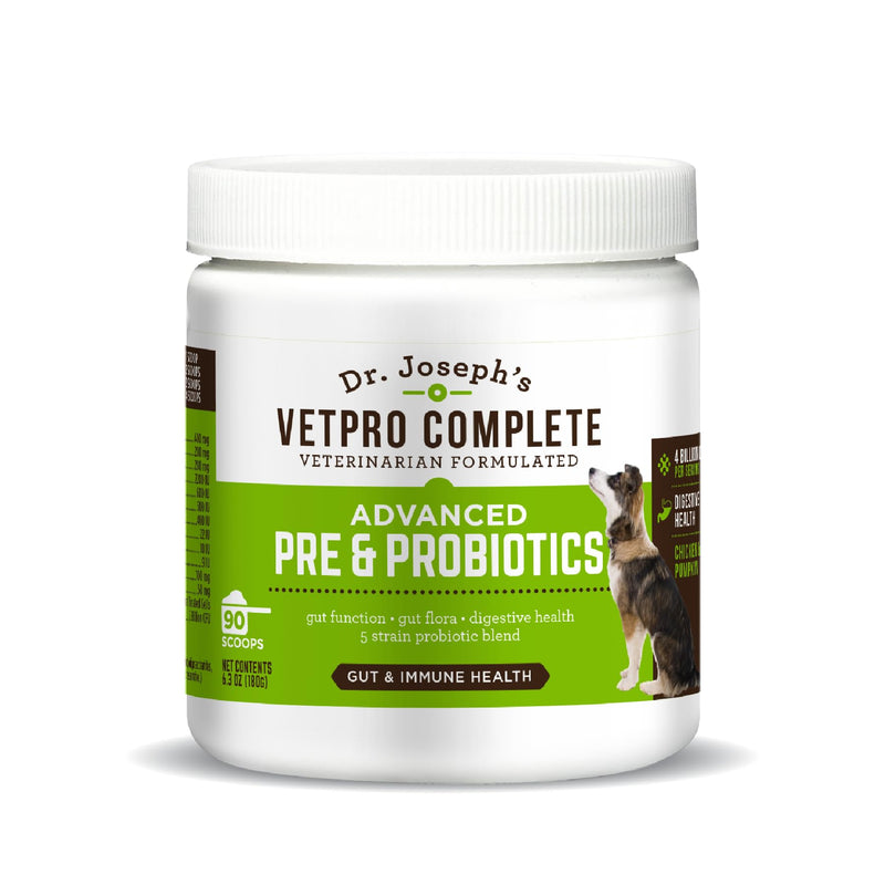 Dr. Joseph's VetPro Complete Advanced Powdered Pre & Probiotics for Dogs, 90 Scoops, Supports Gut Health, Diarrhea, Digestive Health & Seasonal Allergies, Chicken/Pumpkin Flavor, Add to Food - PawsPlanet Australia