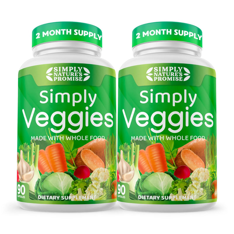 [Australia] - Simply Nature's Promise - 90 Veggie Capsules- 2 Month Supply - Made with Whole Food Superfoods, Packed with Beta Carotene & 18 Different Vegetables - 100% Soy Free 