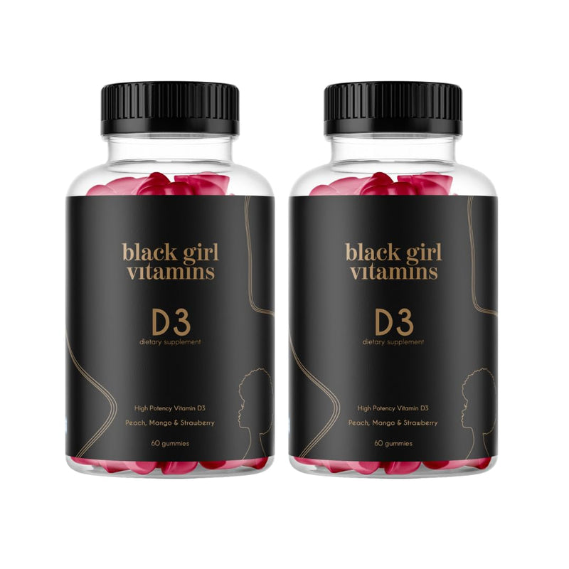 Black Girl Vitamins - Vitamin D3 Gummies, for Immune, Energy, and Bone Support, 2000IU (50mcg) Vitamin D per Serving, Gluten-Free Vitamin D Gummies, 60 Count (2-Pack) 60 Day Supply