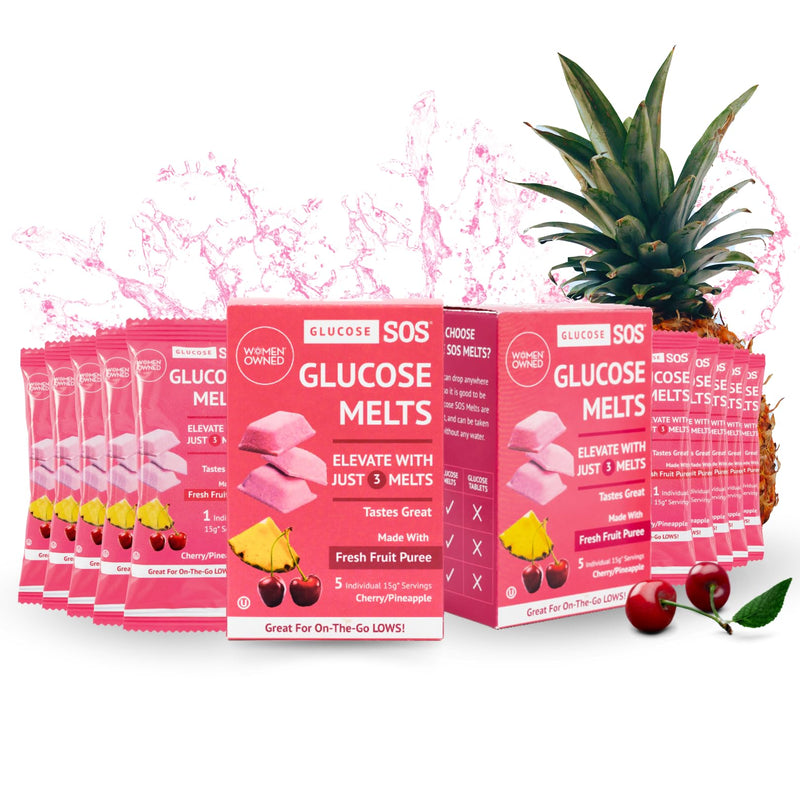 [Australia] - Glucose SOS Melts Made with Dextrose Powder Natural Fruit Puree Sugar, Like Glucose Tabs, Fast Acting Tablets That Melt with 10 Individual 15g Servings of Cherry/Pineapple 10 Pack 