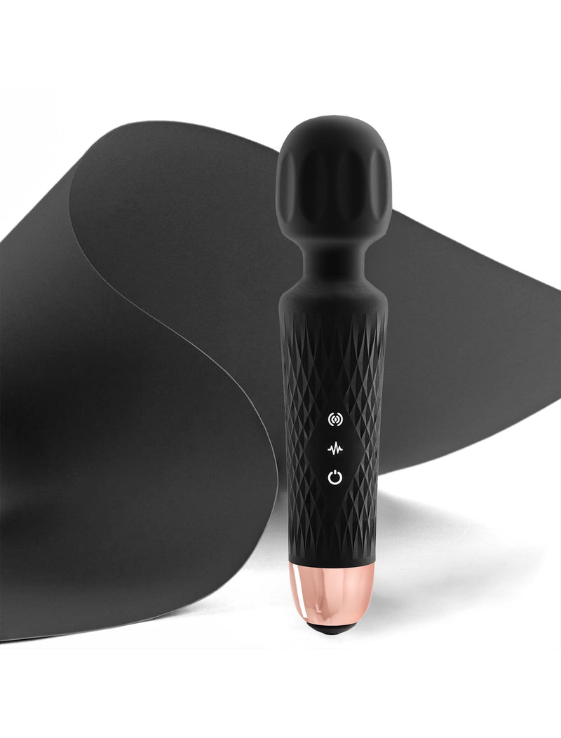[Australia] - Massage Wand Handheld Cordless Massager - 4 Hour Running Time - Memory Feature, Quiet & Waterproof - 20 Speeds 8 Patterns Relaxation Tool for Neck, Back Pain, Tension Relief & Recovery (Black) Black 