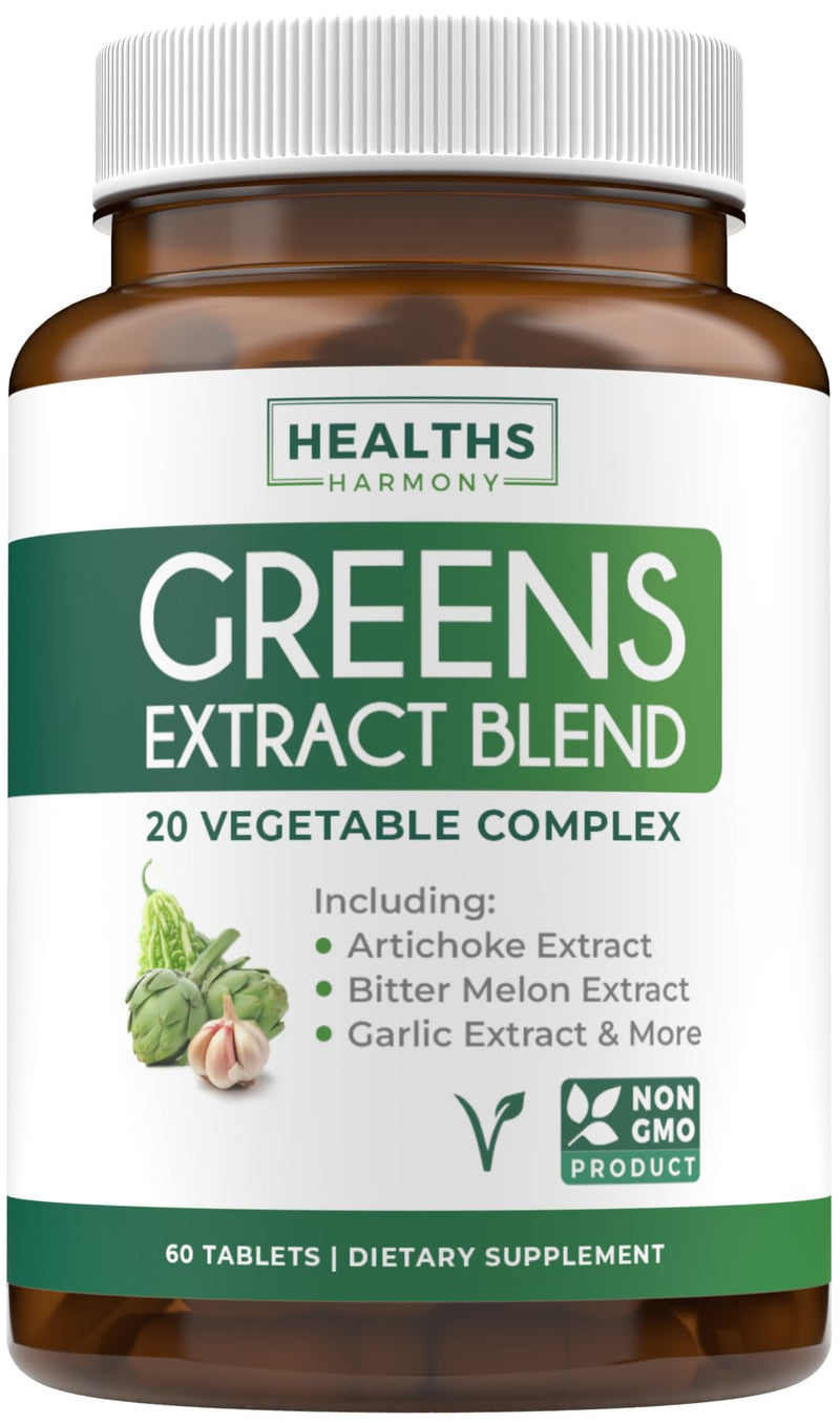 [Australia] - Super Greens Antioxidants Superfoods 2250mg Supplement - 20 Ingredients with Sprouts, Mushrooms, Roots, Garlic, Bitter Melon, Artichoke, Celery Seed, Cayenne pepper, Alfalfa NON GMO - 60 Capsules 60 Count (Pack of 1) 