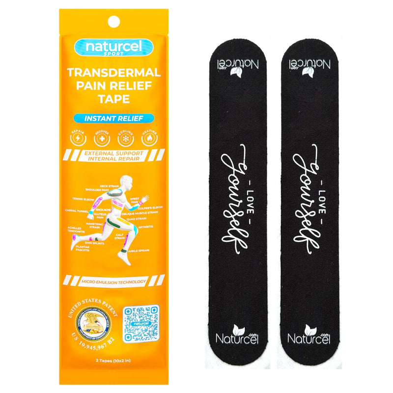 Sport Transdermal Pain Relief Tape, Kinesiology Tape, Sore Joints, Muscles, Back, Knee, Elbow, Shoulder Pain, 2 Elastic Strips(10x2 in), Water Resistant, Accelerated Recovery (Black, 3 Pack) Black