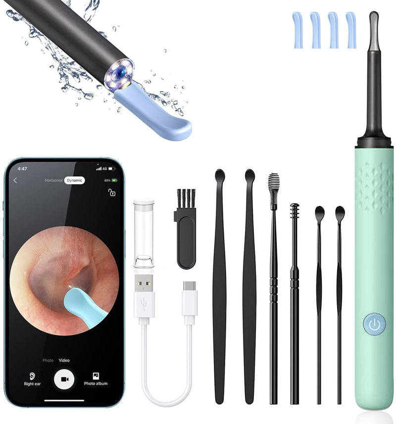 [Australia] - Ear Wax Removal Tool Camera - Ear Cleaner with 1080P HD Camera, Otoscope with Light, Earwax Removal Kit for iPhone, iPad, Android Phones (Green) Green2 