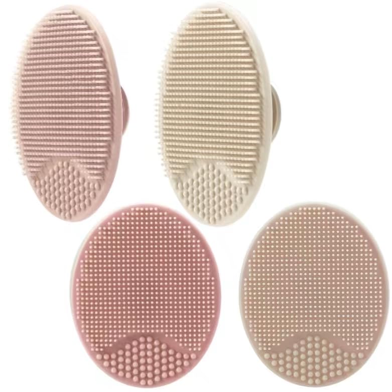 [Australia] - PandaEar Baby Cradle Cap Brush, Silicone Baby Bath Brush Massage Brush Set for Dry Skin, Cradle Cap, and Eczema, 4 Pack (Pink) Pink 