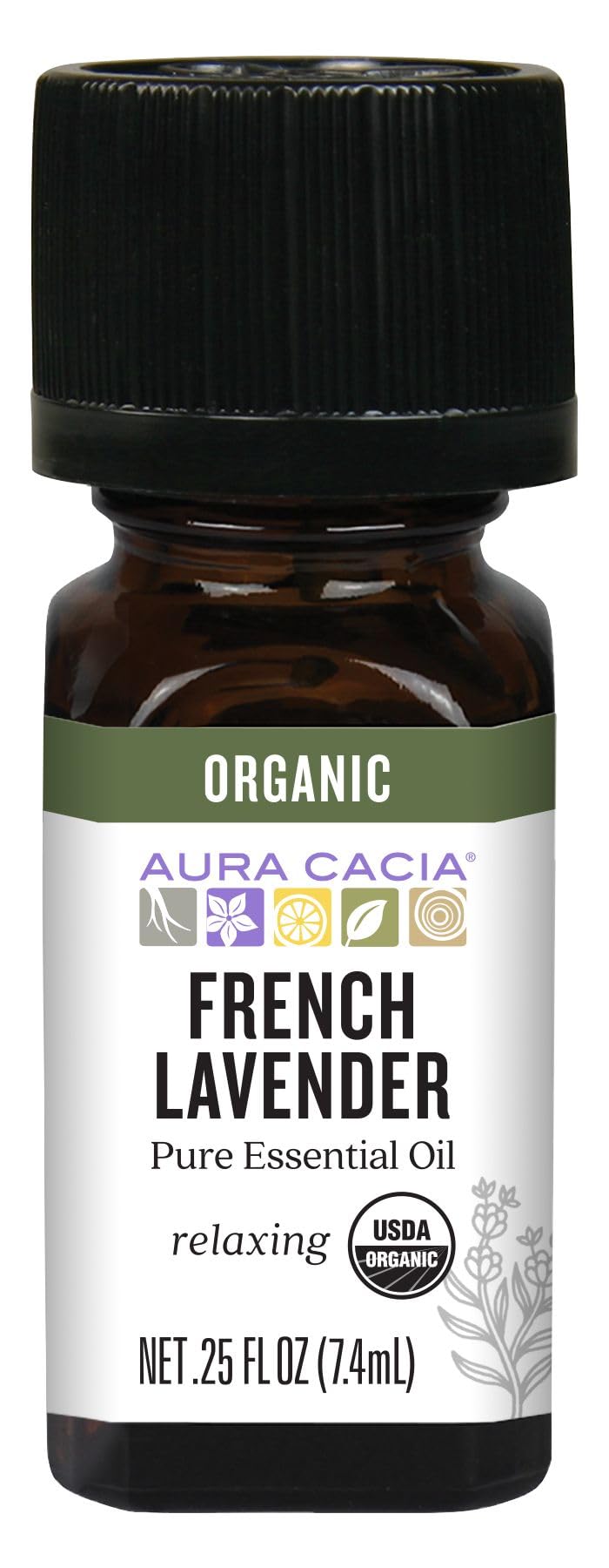 [Australia] - Aura Cacia Organic French Lavender Pure Essential Oil, Vegan, Cruelty Free, 0.25 Fluid Ounces (Pack of 1) 