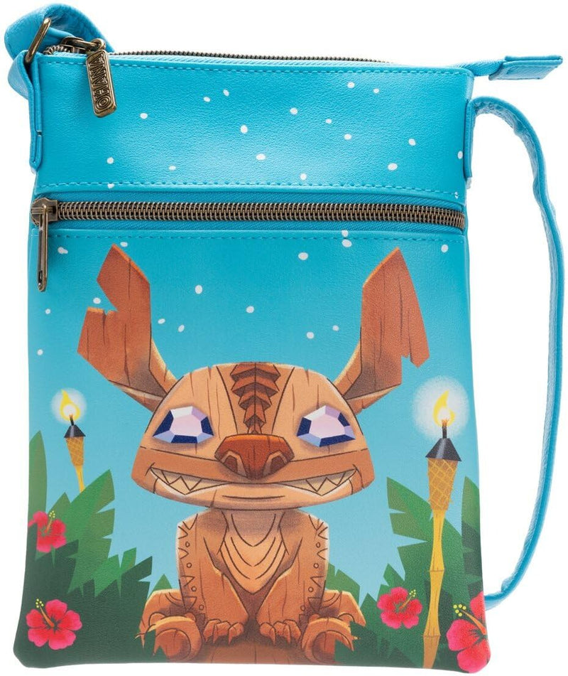 LOUNGEFLY Lilo and Stitch Tiki Stitch Passport Bag - Entertainment Earth Exclusive, Blue