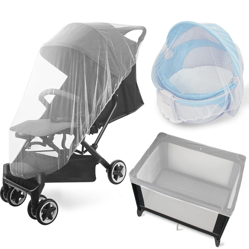 [Australia] - 2 Pack Baby Mosquito Net for Stroller, Playard & Bassinet, Reusable Bug Net for Cradles, Carrier, Pack and Plays and Portable Mini Crib, Baby Playpen Mosquito Net Cover, White 
