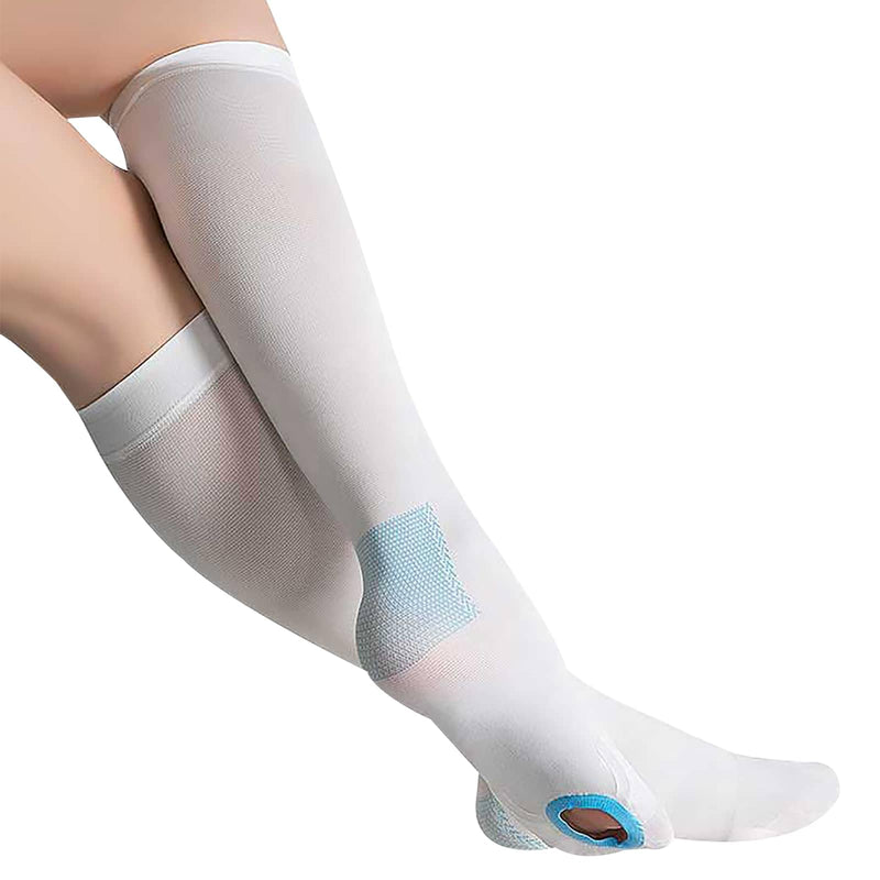 [Australia] - TED Hose Compression Stockings for Women & Men,Anti Embolism Knee-High Compression Socks with Inspection Hole,15-20mmHg Medical Compression Hose,Unisex White X-Large 