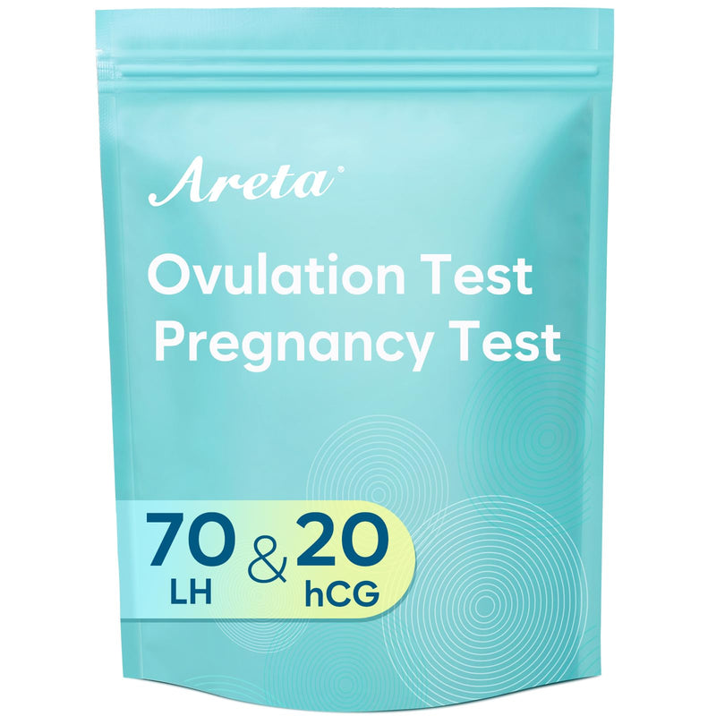 [Australia] - Areta Ovulation & Pregnancy Test Strips: 70 Ovulation Strips & 20 Pregnancy Tests Combo Kit | Accurate at-Home Fertility Tracker | Highly Sensitive Early Pregnancy Detection | 70 LH + 20 HCG 