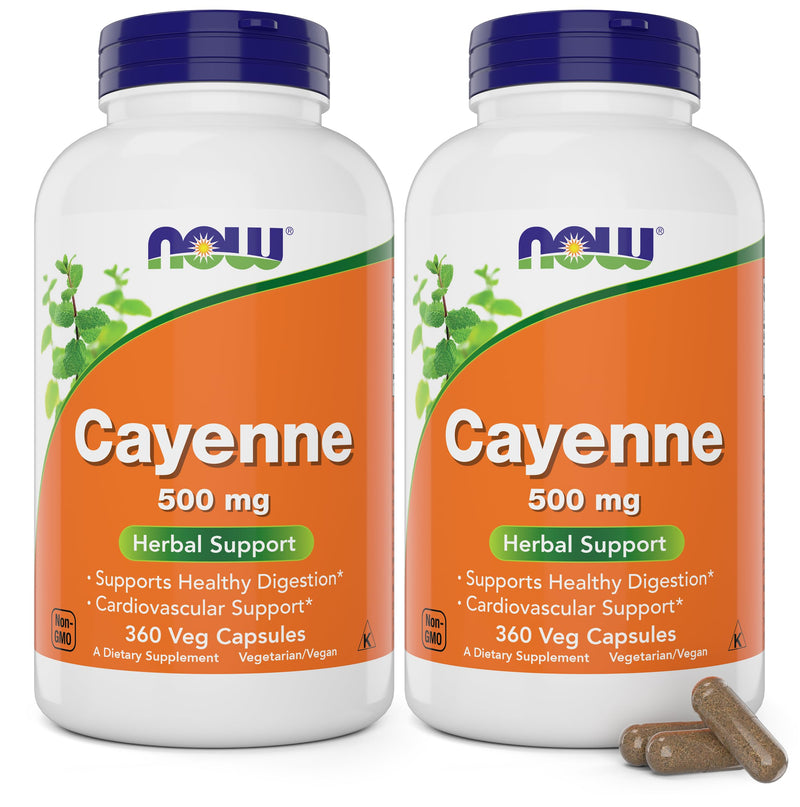 [Australia] - NOW Cayenne (Capsicum annuum) 500 mg, 360 Veg Capsules (Pack of 2) 