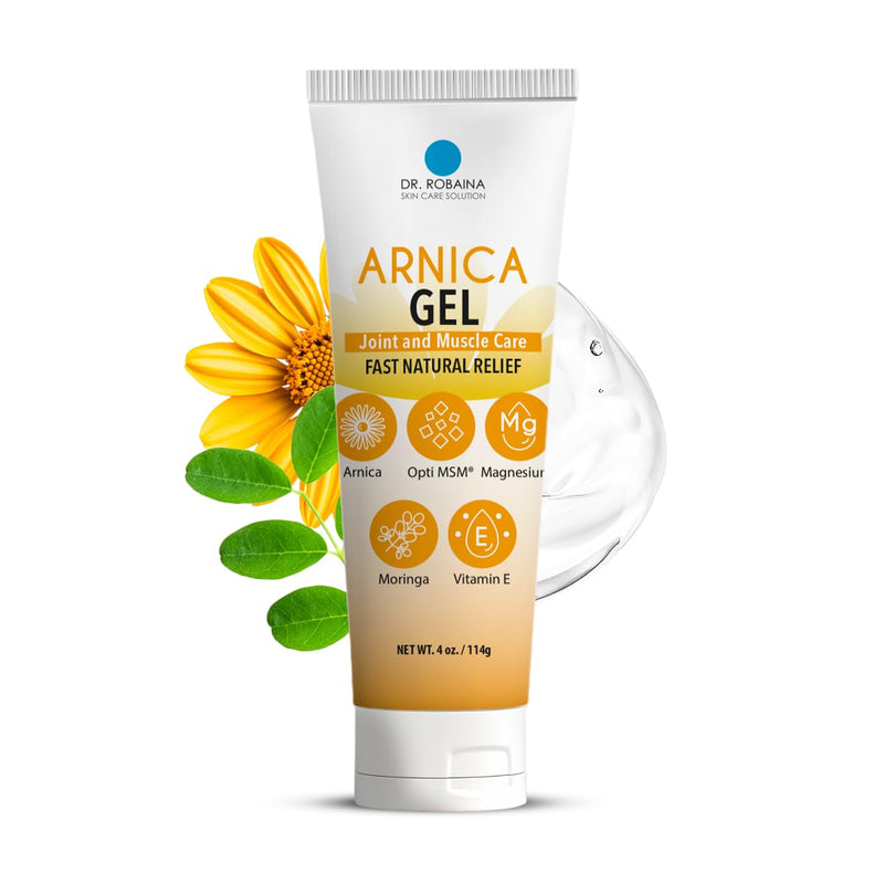 Dr. Robaina Arnica Gel 4 oz – Concentrated Arnica montana with MSM, Magnesium & Vitamin E | Unscented Cooling Gel for Thin Skin | Fast-Absorbing, Non-Greasy | Made in USA 1 Unit