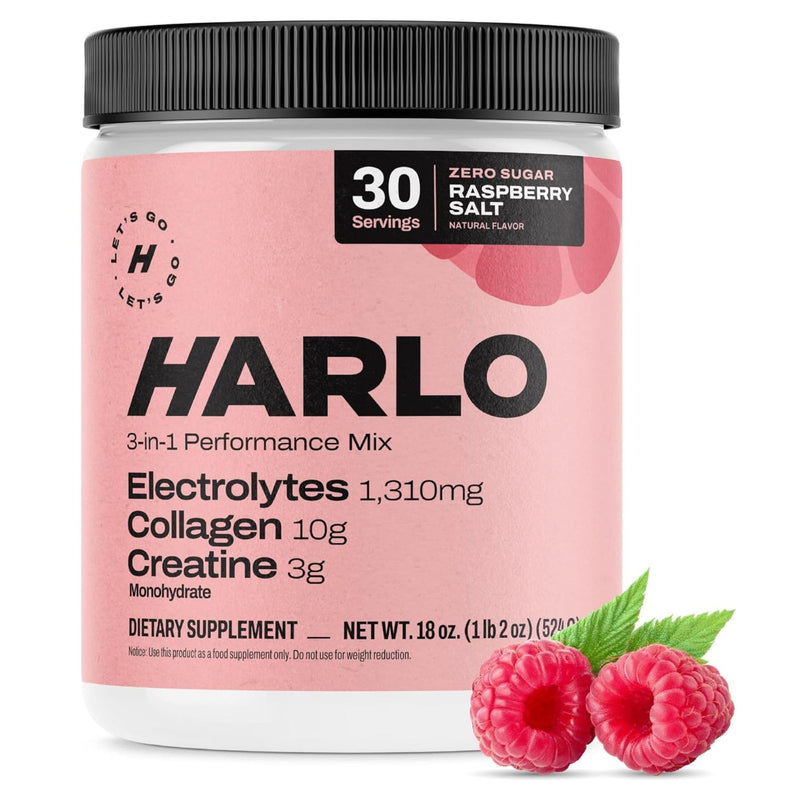 [Australia] - Harlo - Raspberry Salt Electrolyte Drink Mix with Bovine Collagen & Creatine- Creatine Monohydrate Powder - Energy Drink Powder - Pre Workout Powder - Sugar Free Energy Drinks - Post Workout Recovery 